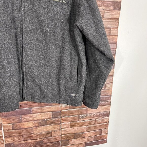 Abercrombie & Fitch Jacket Wool Blend Quilt Lining Gray Full Zip L Pockets VTG - Picture 2 of 5